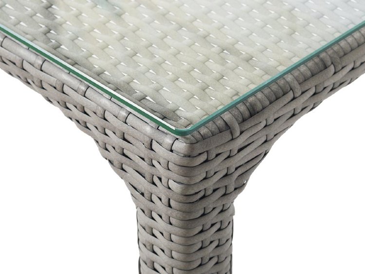 "Лабро" кофейный столик из искусственного ротанга со стеклянной столешницей, цвет серый