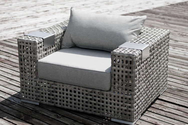 "Тито" плетеное кресло из искусственного ротанга, цвет серый