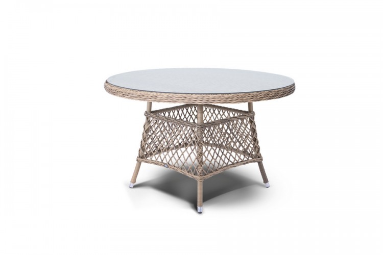 "Эспрессо" плетеный круглый стол из искусственного ротанга, цвет соломенный
