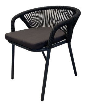 "Женева" плетеный стул из синтетических лент, цвет темно-серый