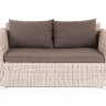 "Капучино" диван из искусственного ротанга двухместный с подушками, цвет бежевый