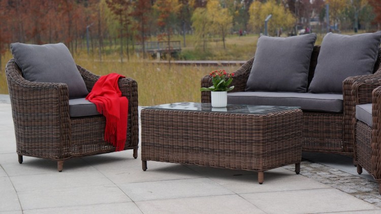 "Кон Панна" диван из искусственного ротанга двухместный, коричневый